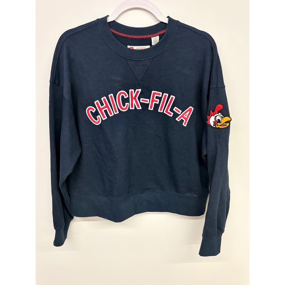 Rare Retro Doodles Sweatshirt Chick-fil-A Originals Streetwear Logo Women L Navy
